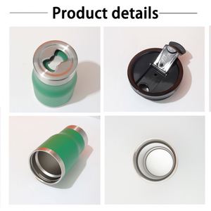 Bouteille isotherme en acier inoxydable à double paroi de 14 oz au design moderne, refroidisseur thermique métallique pour canettes fines, nouveau couvercle, pour camping et bière froide - Product Image 3