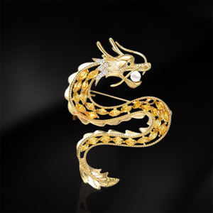 男性または女性のための18Kゴールドメッキ中国干支ドラゴンフライブローチファッションジュエリーブローチ - Product Image 2