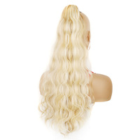 Queue de cheval synthétique longue ondulée de 60cm, queue de cheval enveloppante Body Wave avec Clip, queue de cheval Blonde pour femmes