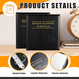 Professional Real Estate Planning Storage Box Binder PU Leather Round 3 <strong>Ring</strong> Binder with Gold Title and Index Tab Dividers - Product Image 3