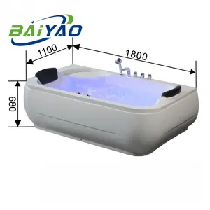 现代浴缸冲浪设计角落空气喷射丙烯酸浴缸，水力浸泡玻璃漩涡浴缸; 双人按摩漩涡浴缸，水力排水