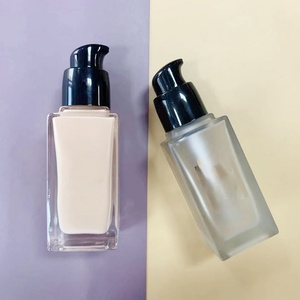 Envases Cosméticos al por Mayor, Botella de Vidrio Cuadrada Transparente de 15ml 20ml 30ml 40ml para Suero, Loción, Base de Maquillaje, con Bomba Dosificadora - Product Image 1