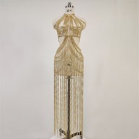 Robe de soirée d'été sexy pour femmes sans manches avec chaîne en métal faite à la main