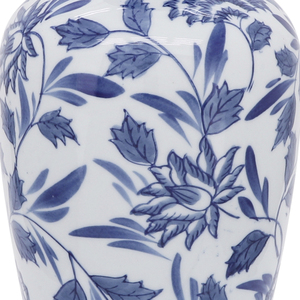 Vaso in Ceramica Blu e Bianco con Motivo Floreale, Decorazione Elegante per Tavolo in Stile Chinoiserie - Product Image 6