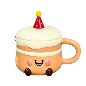 แก้วเค้กวันเกิดดราก้อนเนสท์พร้อมฝาปิด 301-400 มล. ถ้วยเซรามิกสำหรับเด็กผู้หญิง ของขวัญ แก้วกาแฟแบบใช้ซ้ำได้ - Product Image 3