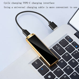 Customized Logo Thin Mini Electric Lighter USB Metal <b>Torch</b> for Various Occasions-for Fathers' Day Halloween Graduation Easter - Product Image 3