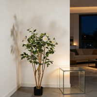 Arbre bonsaï artificiel en camélia en gros, fleur blanche réaliste, plantes artificielles d'intérieur, décoration de mariage, aménagement paysager, décoration de la maison