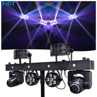 HAT 1.5M 2-Piece 6x5W RGBW LED Par & Mini Moving Head Spotlights dengan Kontrol DMX512 IP33 untuk Penggunaan Panggung Hotel Stadion