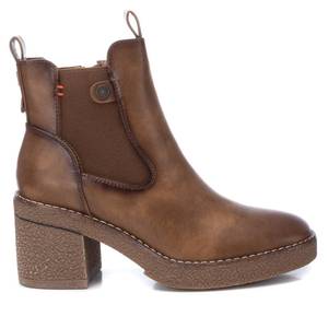 Stivaletti con tacco Taupe da 172008 donna con plateau da donna Slip-On in cotone traspirante per l'estate autunno inverno - Product Image 1