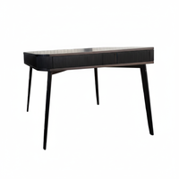 Table d'ordinateur modulaire moderne en bois noir avec tiroir et espace pour imprimante