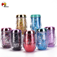 Beeman – tasse en plastique à Double paroi personnalisée, colorée bleue scintillante, tasse à œufs, gobelet pour thé au lait