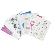 125 pièces/sac Serviettes dentaires jetables pour enfants en pulpe de bambou, imperméables, à motifs animaux de dessin animé mignons