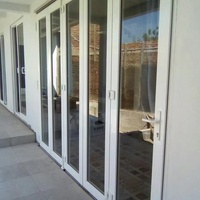 Porte coulissante pliante moderne à double vitrage en verre trempé, à économie d'énergie, pour l'extérieur, le jardin et le garage
