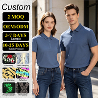 Polo antibactérien 205GSM 10A pour homme, 100% coton mercerisé satiné, 4-en-1, boucle, évacuation de l'humidité, grande taille, logo personnalisé, S-6XL