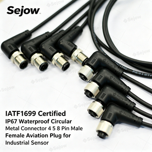 Konektor Kabel Tahan Air IP67 M5 M8 M12 Outdoor 2 3 4 5 8 Pin Kustom - Product Image 1