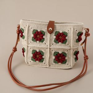 Bolso Bandolera de Ganchillo Hecho a Mano, Estilo Floral Japonés <span class=keywords><strong>Coreano</strong></span>, Correa de Algodón, Unisex, con Cierre de Hebilla, para Uso Diario - Product Image 6