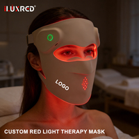 Masque facial LED personnalisé ILUXRED avec logo, dispositif de luminothérapie rouge, lumière infrarouge, silicone, portable pour le visage et le cou, usage personnel à domicile