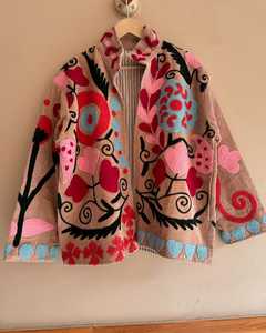 เสื้อคลุมกำมะหยี่ปักลายสัตว์แบบซูซานี บุด้วยผ้าฝ้าย เสื้อคลุมฤดูหนาว รับผลิตแบบ OEM แบรนด์ส่วนตัว ขายส่ง อินเดีย - Product Image 3