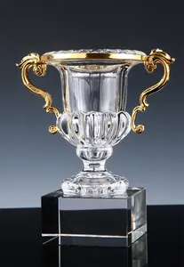 ADL新しいデザインエレガントなメタルクリスタルクラウントロフィースポーツガラス賞カップクリスタル従業員表彰賞チームワーク賞