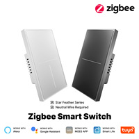 Panel Táctil Inteligente de 240V Zigbee WiFi, Duradero, IP22, con Cristal de Tacto Suave, 10A, Cable Neutro, Control por Aplicación Google Home, Diseño Minimalista