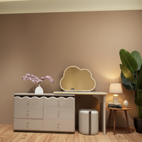 Table de maquillage de style nordique en MDF avec miroir intégral, tiroirs de rangement et tabouret, meubles de maison personnalisables