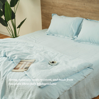 Linge de lit en tissu français doux biodégradable draps de literie en gros ensemble de housse de couette literie en lin français pur ensemble de couette