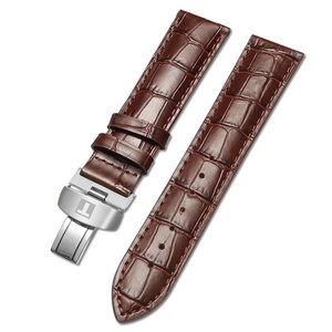 Bracelet de montre 19mm 20mm 21mm 22mm 23mm 24mm fermoir papillon incurvé noir bracelet en cuir croco pour montre Lelocle Couturier - Product Image 2