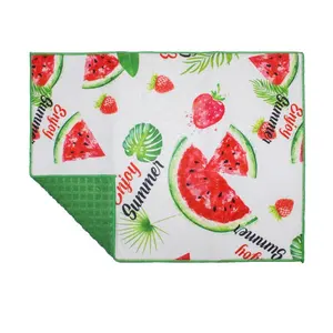 Wholesale kitchen double-sided table plate design dish mats thickened microfiber dish drying mat