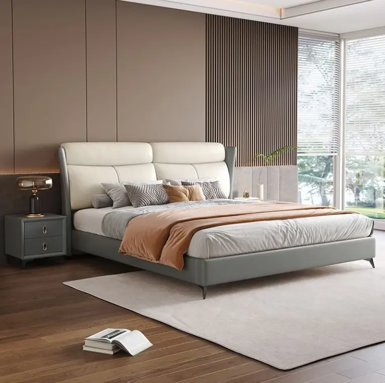 Dubbel Bed Modern Minimalistisch Gestoffeerd Bed Slaapkamermeubilair Luxe Kingsize Bed