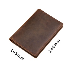 Custom Logo Crazy Horse Leather Travel Passport Cover Bifold Wallet Genuine Leather Passport Holder - Product Image 6