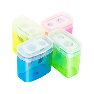 Taille-crayon manuel double trou Bonvada rose, jaune, vert, bleu, personnalisé, en plastique et métal, pour écoliers - Product Image 2