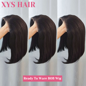 Peluca personalizada BoBo de cabello humano con encaje frontal Lugos Hairline, peluca recta 180% de densidad 5*5, peluca corta sin pegamento Frontal de encaje transparente - Product Image 3