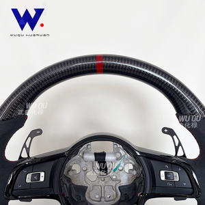 Volante Personalizado de Fibra de Carbono Genuina con Revestimiento de Gamuza para <span class=keywords><strong>Volkswagen</strong></span> Golf 5 6 7 R MK5 MK6 MK7 MK7 GTI Polo Passat CC, Ajuste Perfecto - Product Image 5