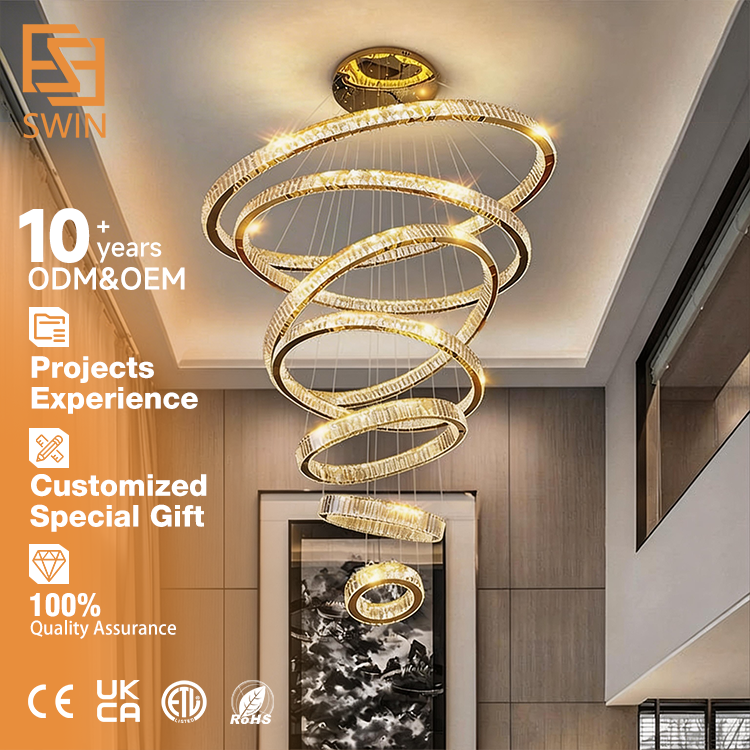 Modern Design Adjustable Height Crystal Stainless Steel Pendant Light for Bedside Livingroom Restaurant Lighting LED Chandelier · image 1