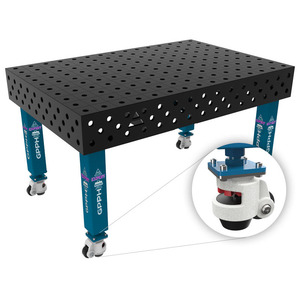 SteelExpert GPPH 1.5x1m wheeled <b>welding</b> <b>bench</b>, 25mm thick, 28mm holes - Product Image 1