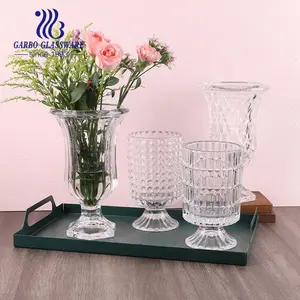 Vase à fleurs en verre avec tige pour mariage, maison, hôtel, décoration de table intérieure, 30 ans