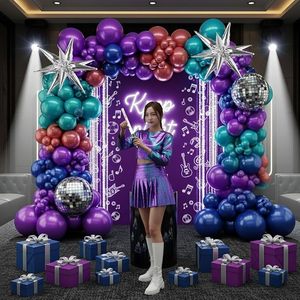 Guirlande <span class=keywords><strong>de</strong></span> ballons en latex colorés métalliques, 135 pièces, chrome, violet, rose, bleu, décoration musicale Kpop, fête disco années 80, <span class=keywords><strong>anniversaire</strong></span>, Nouvel An - Product Image 3