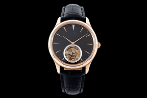 Men Mechanical Watch with Openwork Movement Display Genuine Leather Strap Sapphire Glass Sleek Dress Wristwatch - Product Image 1
