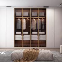 Lesso Home Ensemble de chambre à coucher moderne pour villa, comprenant armoire en bois, coiffeuse, placards et armoires, sur mesure, avec portes en mélamine