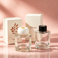 Bouteille en verre cylindrique noire à base épaisse pour diffuseur de parfum, 50ml, 100ml, 150ml, 180ml, récipient vide pour huiles parfumées et bâtonnets en rotin
