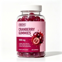 Gummies à la canneberge HBOM 1000 mg Complément alimentaire 60 gummies Saveur canneberge pour adultes
