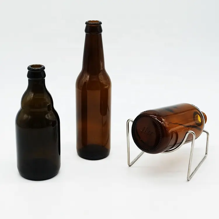 ガラスビール瓶の製造330ml500ml琥珀色のガラスベア型酒ビールガラスボトルクラウンキャップ付き