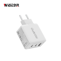 Chargeur GaN WISESIR 65W 4 prises PD 3.0 QC3.0 en alliage d'aluminium OTP pour téléphone portable USB-C certifié CE ROHS