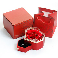 Boîte à bijoux en forme de cœur naturelle faite à la main, boîte cadeau prismatique, rose unique, Saint-Valentin, fête des mères, anniversaire