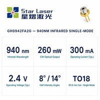 Diode laser infrarouge 940 nm 260 mW pour dispositifs VR/AR, diode laser d'alignement industriel GH0942FA2G TO-56 pour capteurs photoélectriques