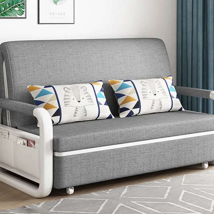 Canapé-lit Portable pliant, cadre en bois massif, Convertible à trois places, meuble de salon