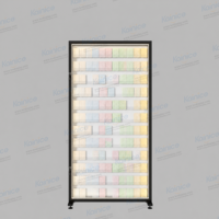 Kainice-Présentoir double face en bois pour cartes cadeaux, présentoir pour cartes de jeu à collectionner, éclairage LED