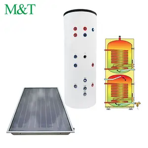200l stainless boiler twin coil tank solar water central heating for home