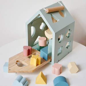 Blocchi di <span class=keywords><strong>legno</strong></span> 3D ispirati ai Montessori per <span class=keywords><strong>bambini</strong></span> di forma geometrica della casa di saggezza educativa precoce che si abbina in modo intelligente - Product Image 2