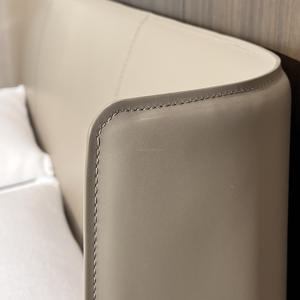 Atmosphère haut <span class=keywords><strong>de</strong></span> gamme Curry Designer minimaliste italien Tête <span class=keywords><strong>de</strong></span> <span class=keywords><strong>lit</strong></span> mince Selle <span class=keywords><strong>Suspension</strong></span> en cuir Alys Bed - Product Image 4